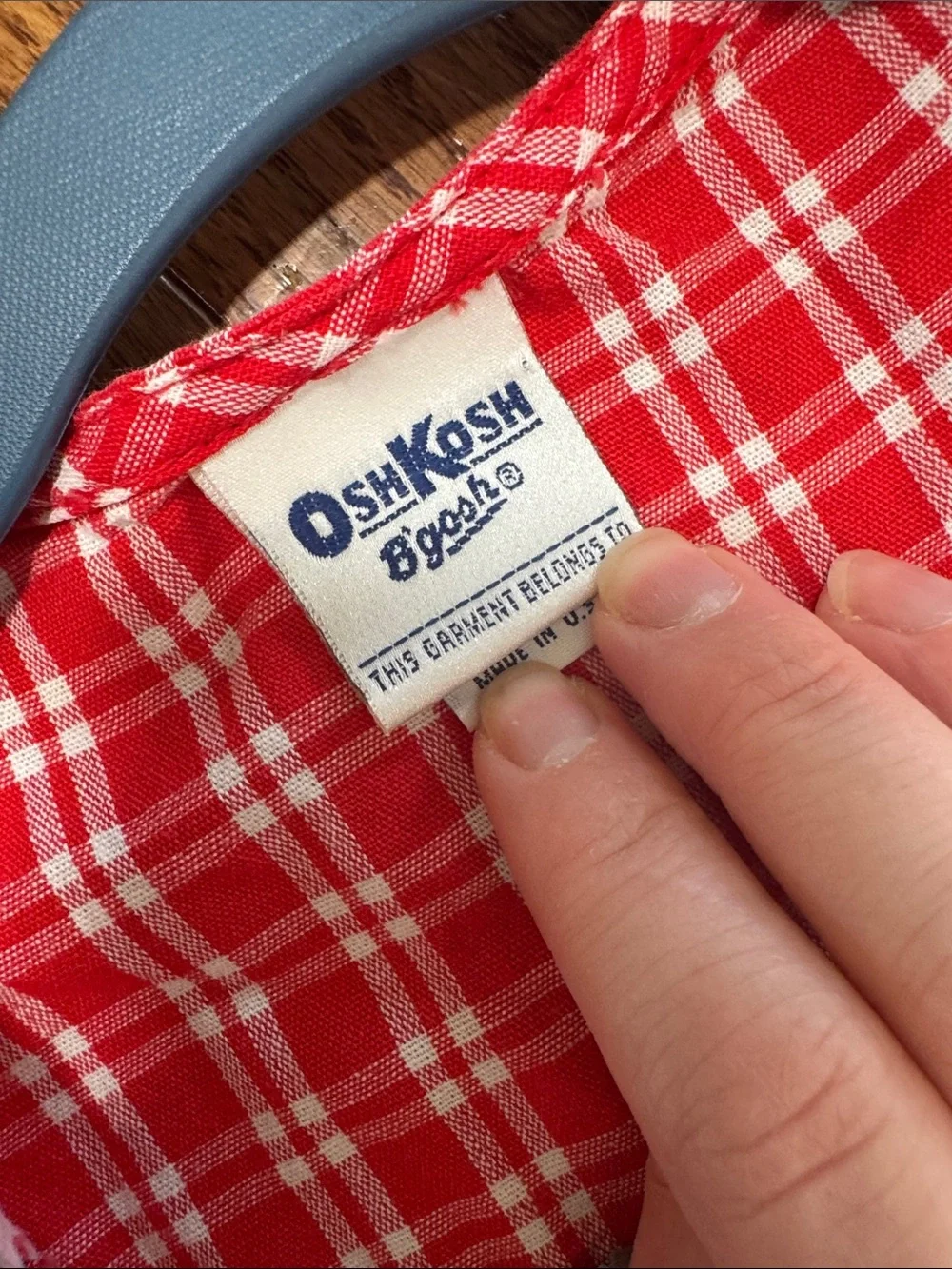 Vintage 90s osh kosh Red Plaid Wrap-Style cotton Kids Dress with Tie size 6x